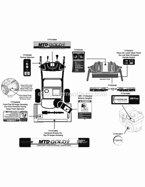 Page K Diagram and Parts List for 31AH55LH704 2012 MTD Snow Blower