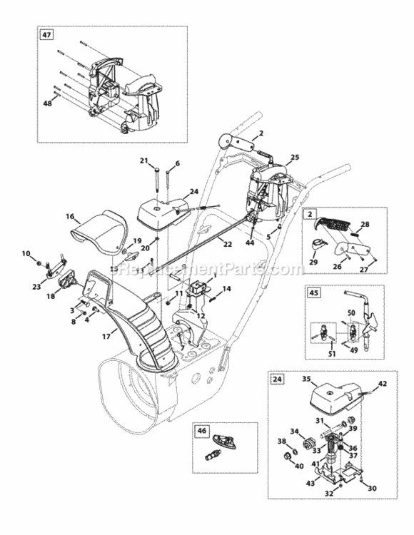 Page H Diagram and Parts List for 31AH55LH704 2013 MTD Snow Blower