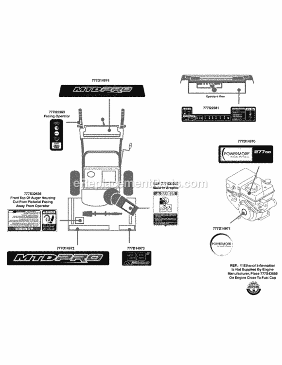 Label_Map_31Ah64Eg795 Diagram and Parts List for 31AH64EG795 2010 MTD Snow Blower