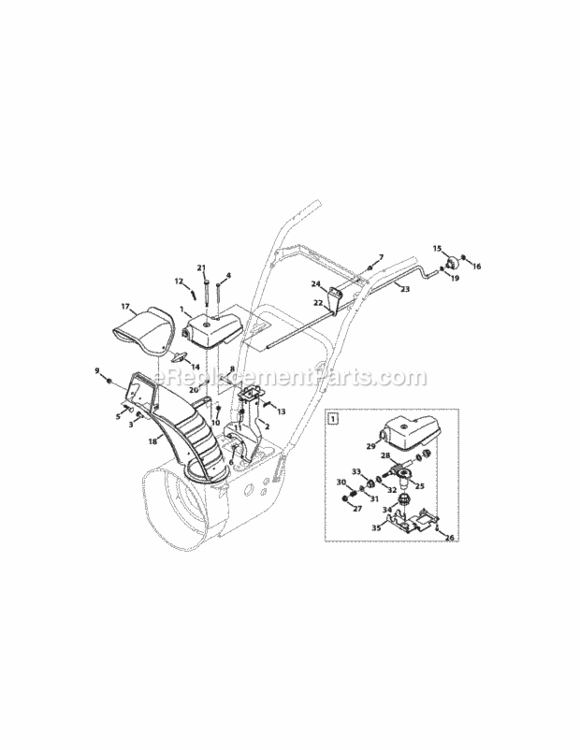Chute_Extended Diagram and Parts List for 31AH64EG795 2010 MTD Snow Blower