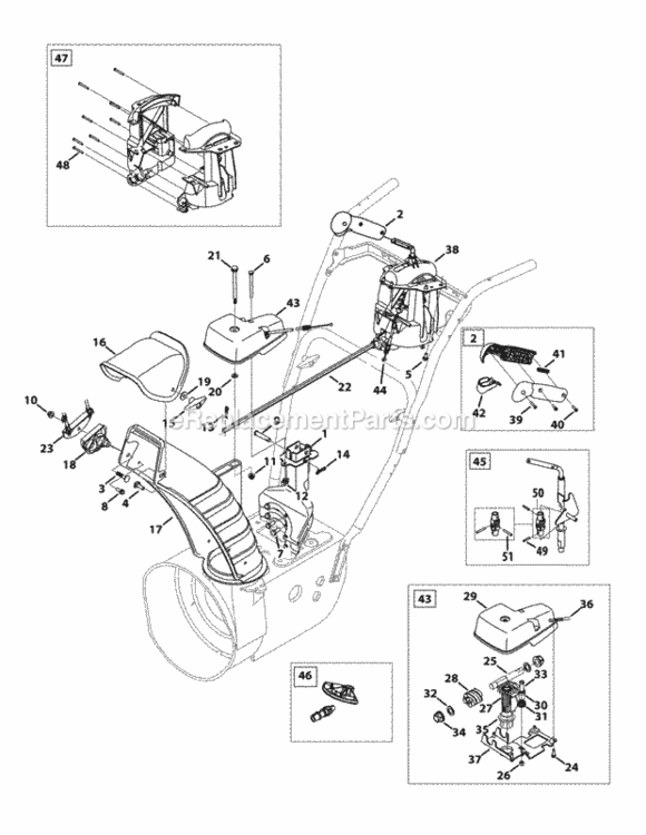 Page H Diagram and Parts List for 31AH65LG704 2012 MTD Snow Blower