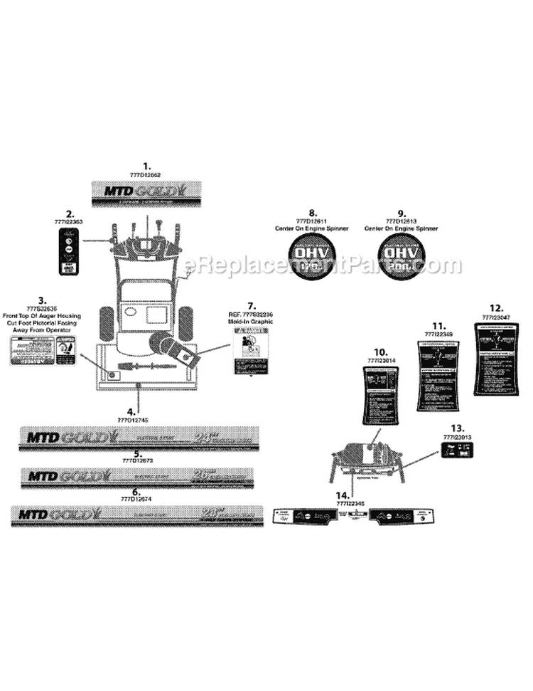 Page E Diagram and Parts List for 31AM62KE000 2008 MTD Snow Blower