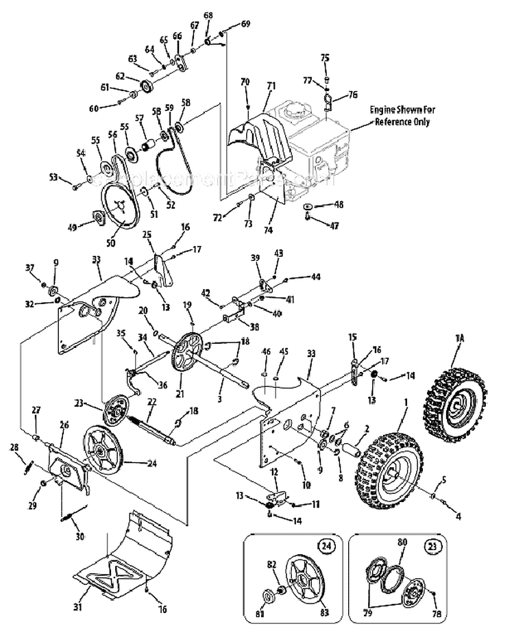 Drive System Diagram and Parts List for 31AM63EF729 2008 MTD Snow Blower