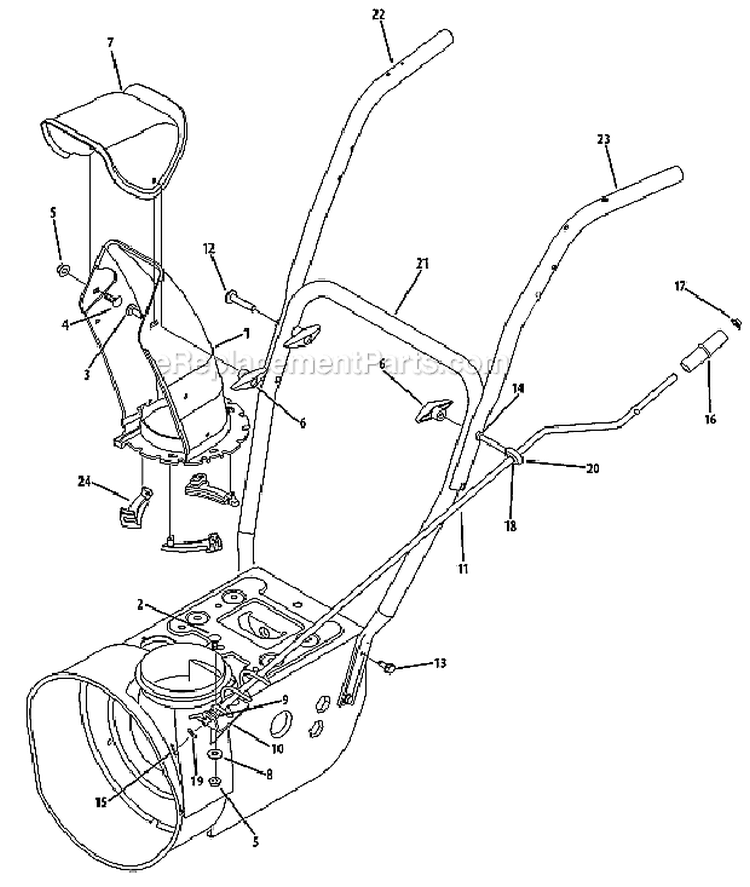 Standard 2 Way Chute Diagram and Parts List for 31AM63EF729 2008 MTD Snow Blower