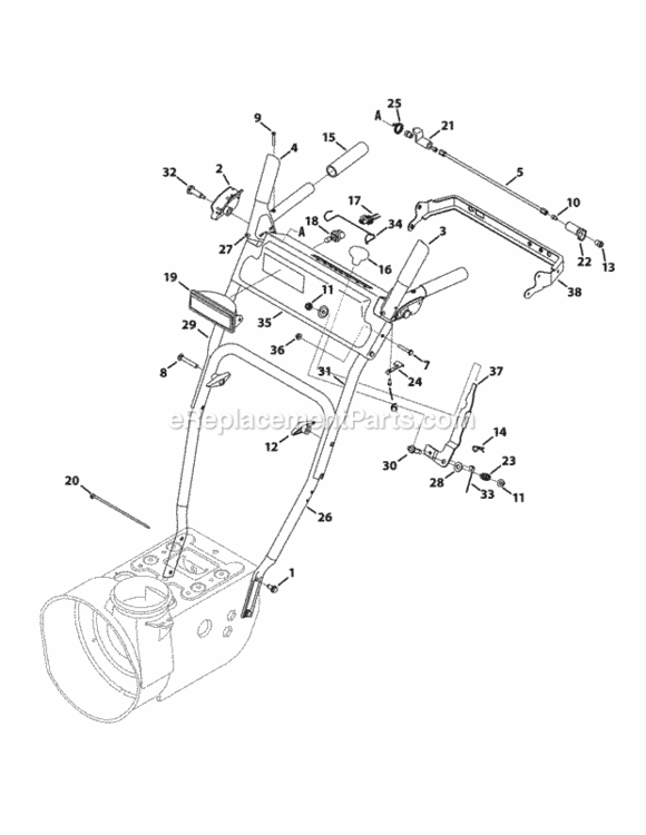 Page J Diagram and Parts List for 31AM63FF706 2012 MTD Snow Blower