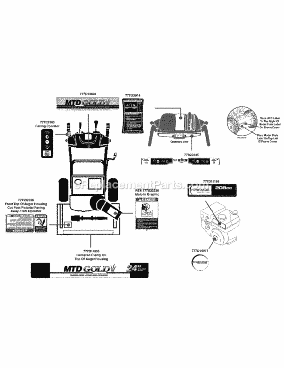 Page K Diagram and Parts List for 31AM63KE704 2012 MTD Snow Blower