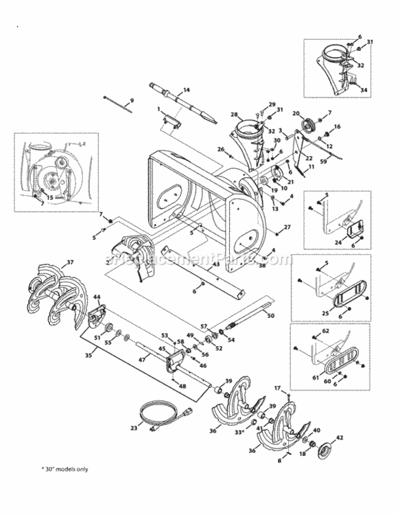 Page G Diagram and Parts List for 31AM63KE704 2012 MTD Snow Blower