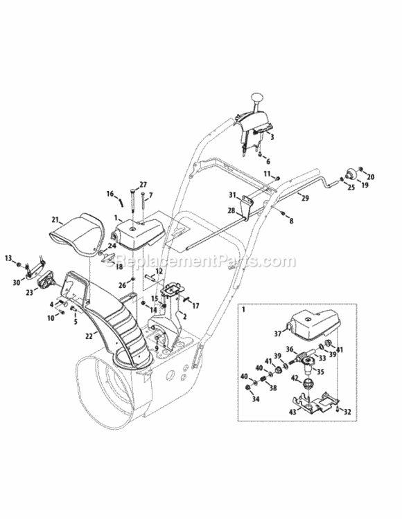 Page H Diagram and Parts List for 31AM63KE704 2012 MTD Snow Blower