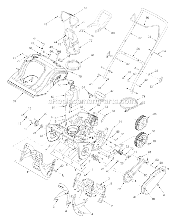 Page A Diagram and Parts List for 31AS235-009 2005 MTD Snow Blower
