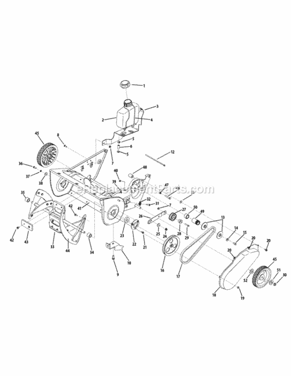 Drive_System_And_Auger_Assembly Diagram and Parts List for 31AS2N1C706 2010 MTD Snow Blower