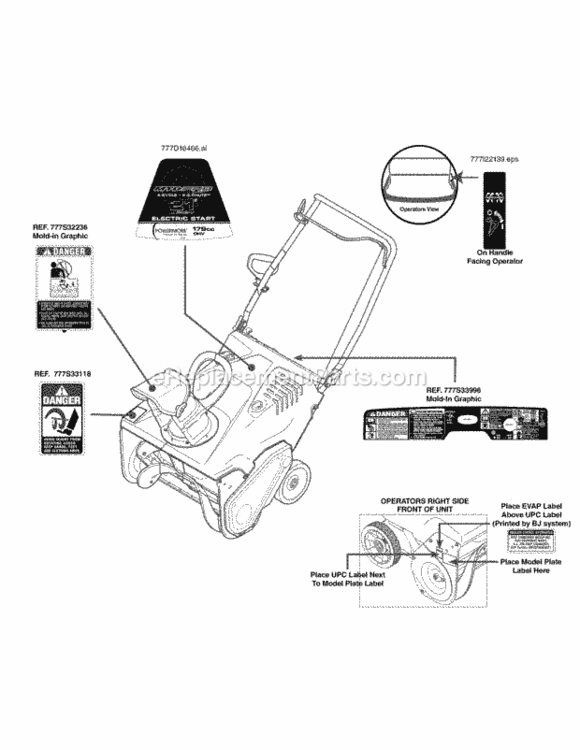 Page G Diagram and Parts List for 31AS2S1E795 2014 MTD Snow Blower