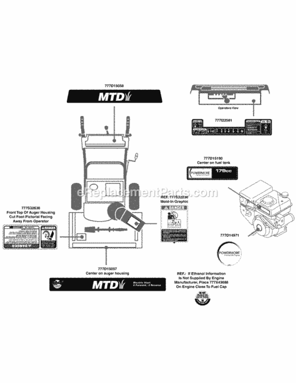 Label_Map_31As62Ee706 Diagram and Parts List for 31AS62EE706 2010 MTD Snow Blower