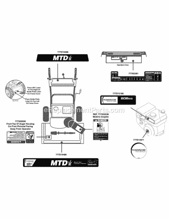 Page M Diagram and Parts List for 31AS63EE706 2012 MTD Snow Blower