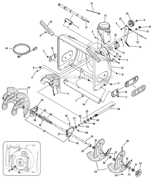 Auger_And_Auger_Housing Diagram and Parts List for 31AS6AEE700  MTD Snow Blower