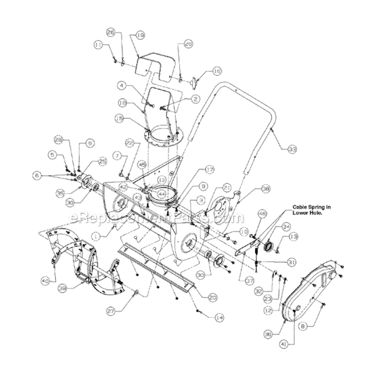 Blower Housing Diagram and Parts List for 31B-140-352 2000 MTD Snow Blower
