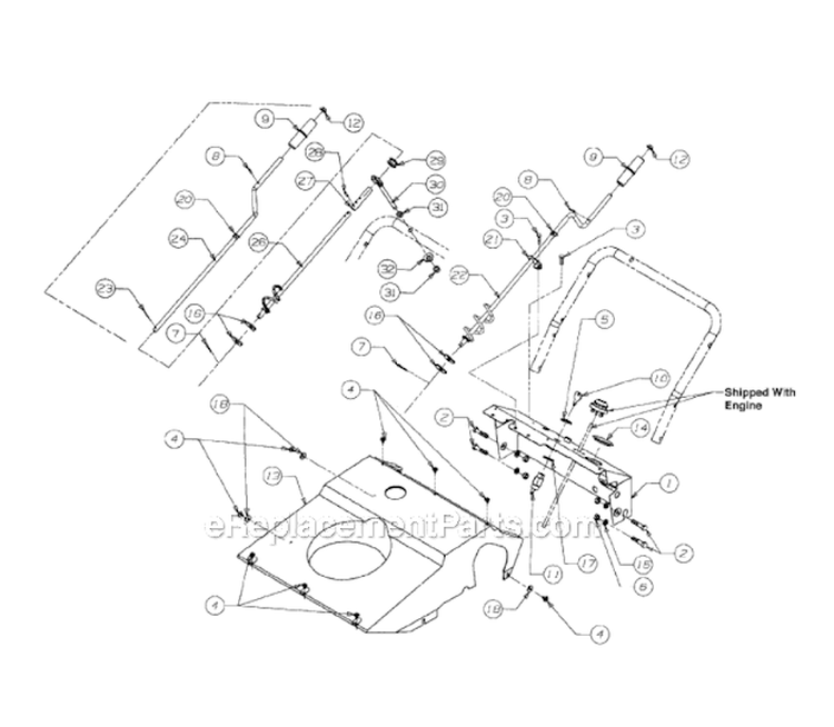 Chute Crank And Dash Diagram and Parts List for 31B-140-352 2000 MTD Snow Blower