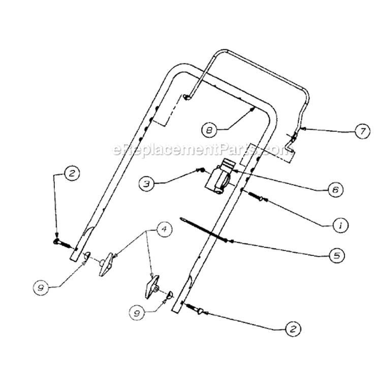 Handle Diagram and Parts List for 31B-140-352 2000 MTD Snow Blower