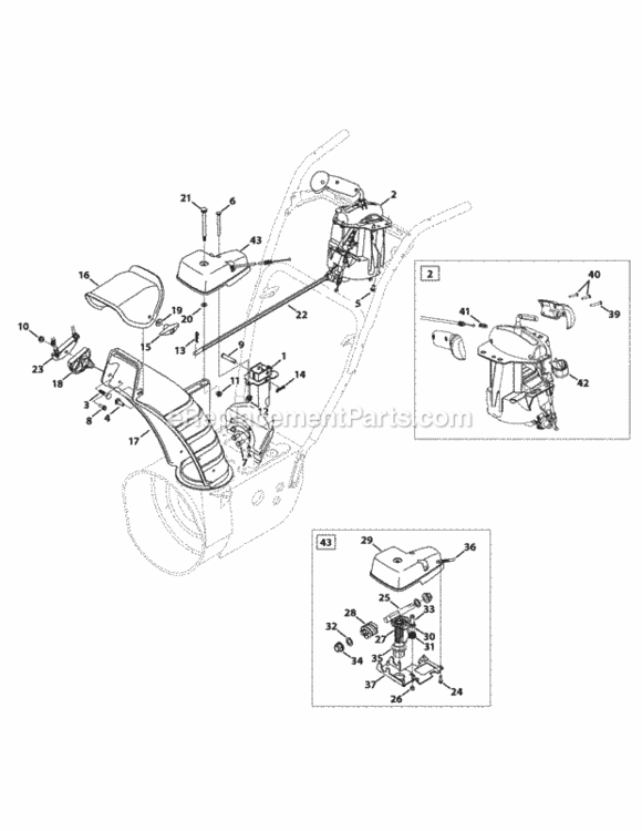 Extended_Chute_2-Way_And_4-Way Diagram and Parts List for 31BM62KE704 2009 MTD Snow Blower