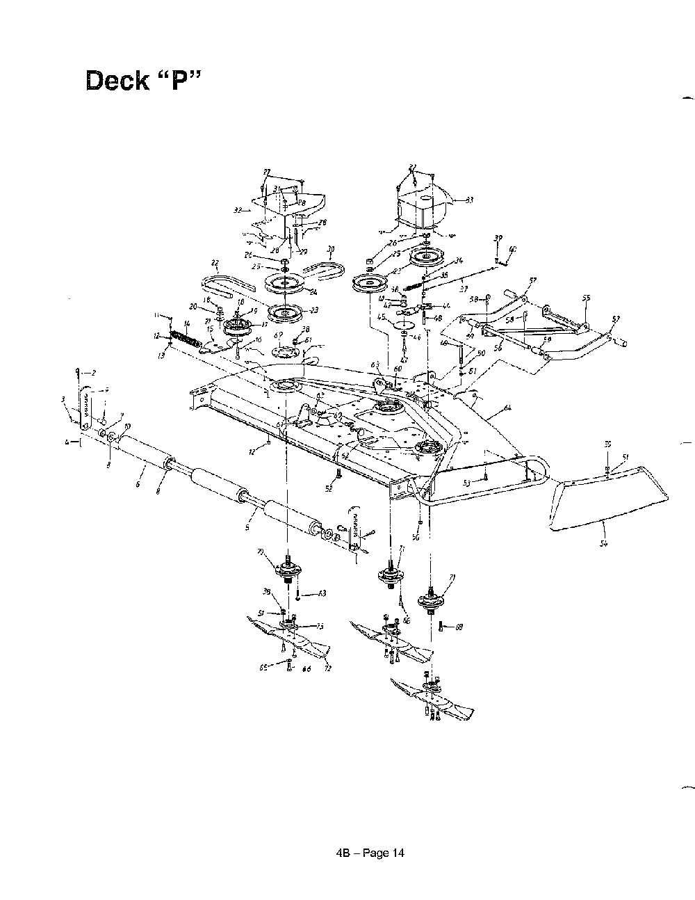 50" mowing deck "p" Diagram and Parts List for 145W834P401  MTD Lawn Tractor