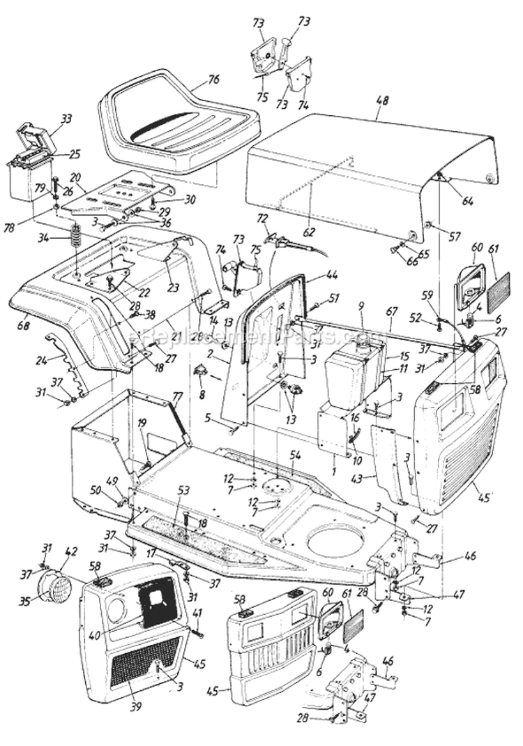 Page B Diagram and Parts List for 322-014 1987 MTD Lawn Tractor