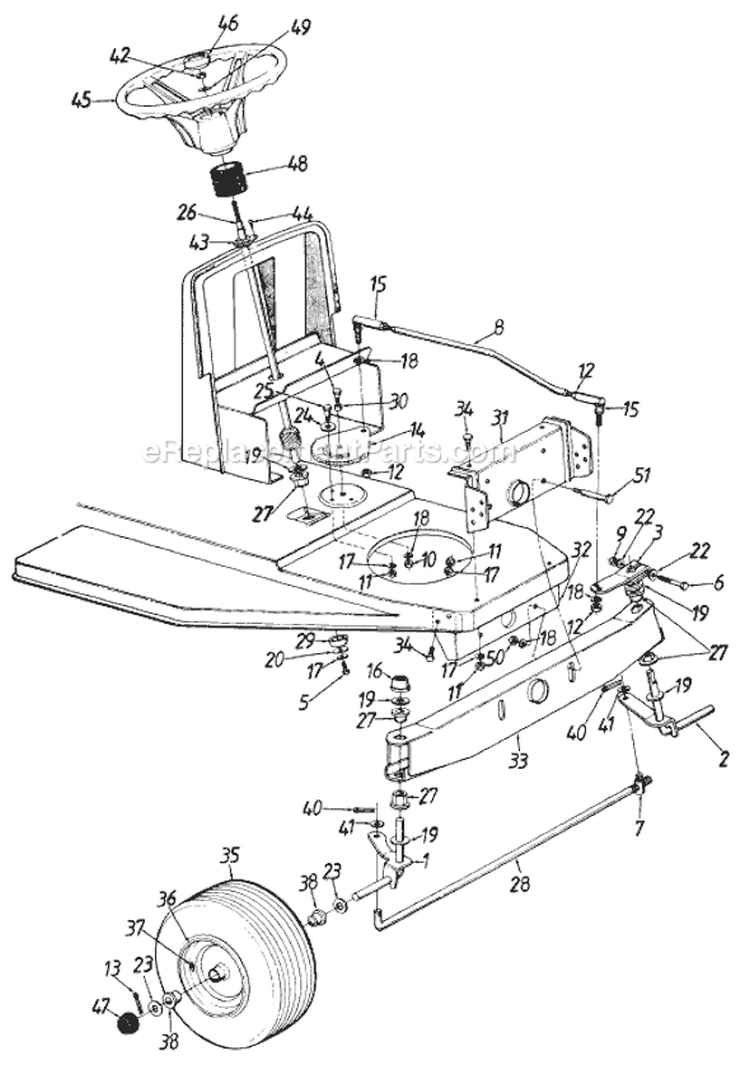 Page C Diagram and Parts List for 322-014 1987 MTD Lawn Tractor