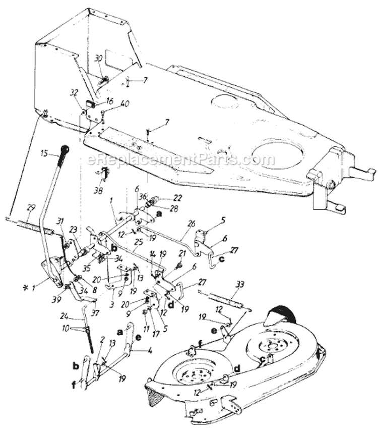 Page E Diagram and Parts List for 322-014 1988 MTD Lawn Tractor