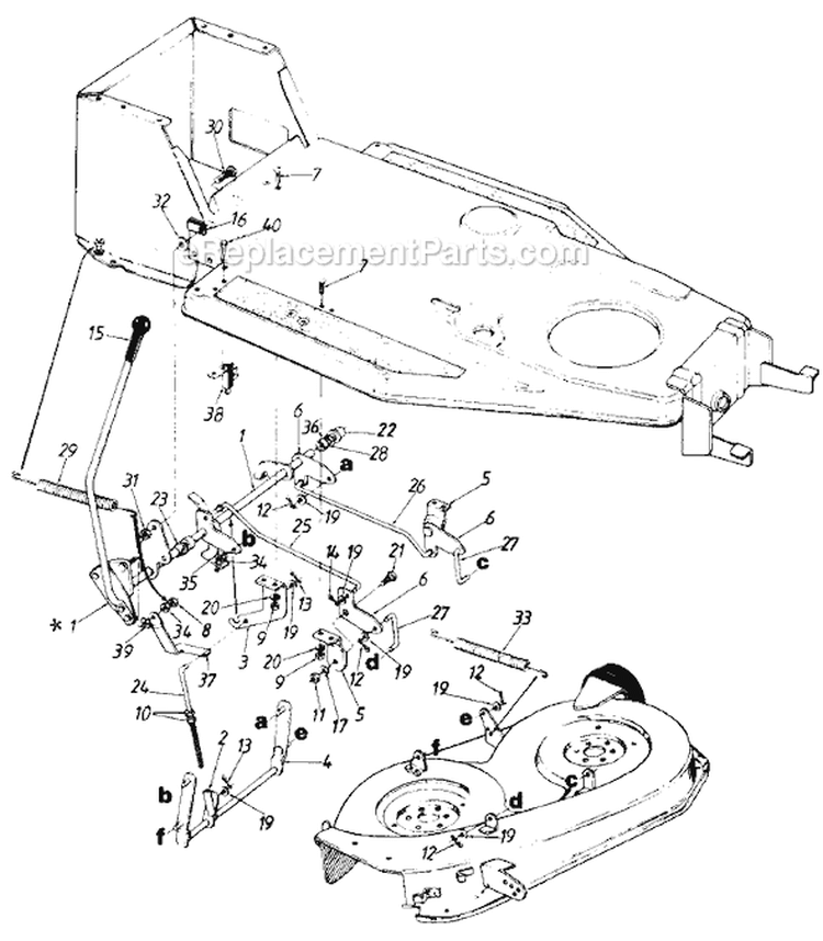 Page F Diagram and Parts List for 322-105 1986 MTD Lawn Tractor