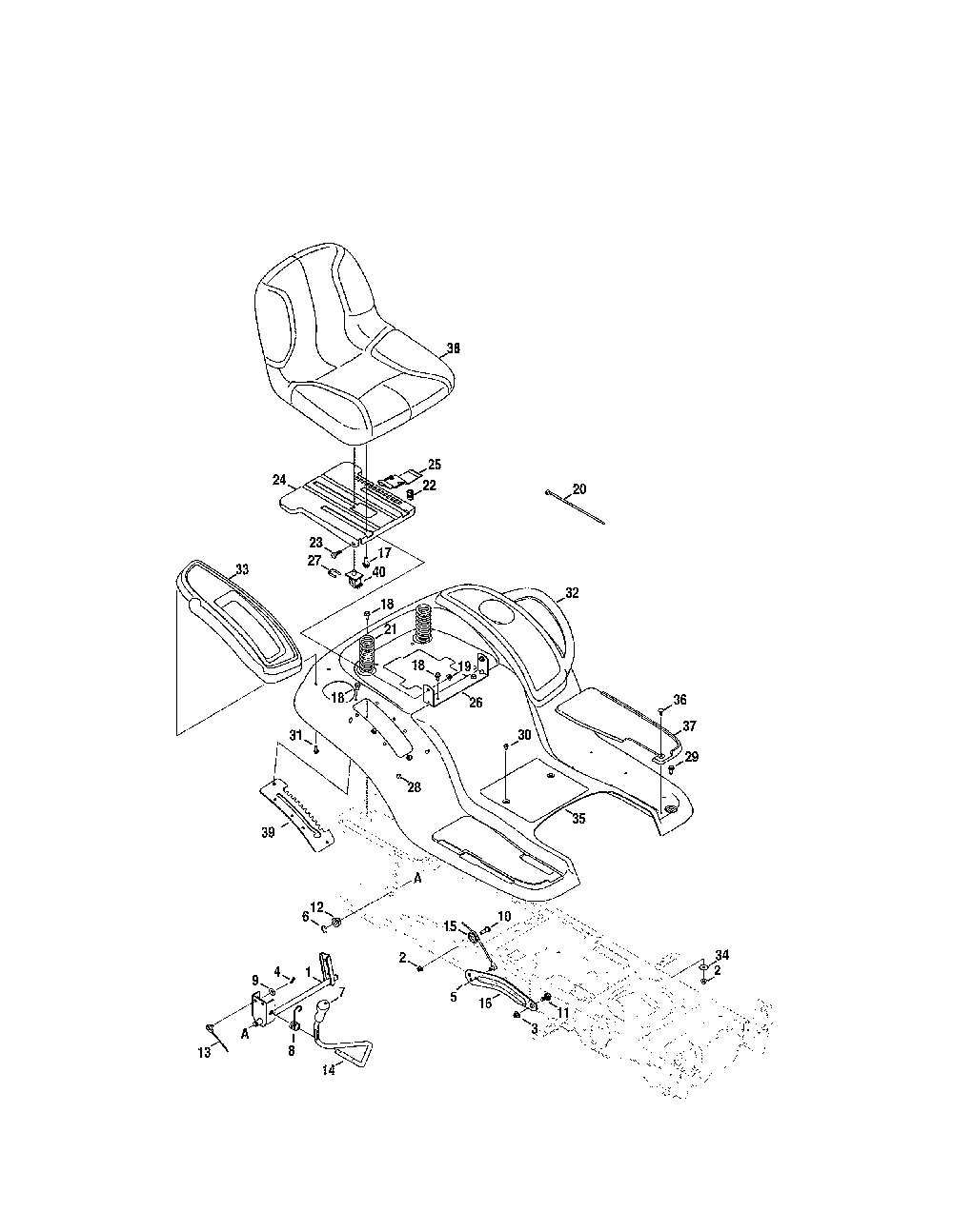 Seat/fender Diagram and Parts List for 13AR91PT299  MTD Lawn Tractor
