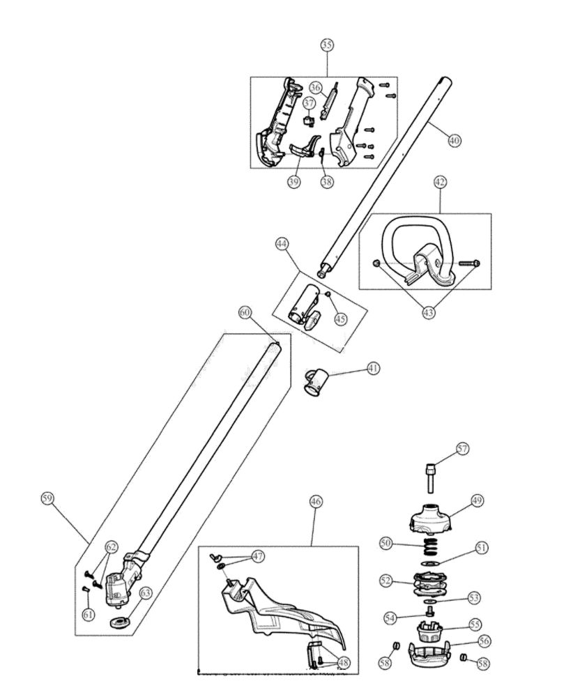 General Assembly Diagram and Parts List for 41CD25SC793  MTD Trimmer