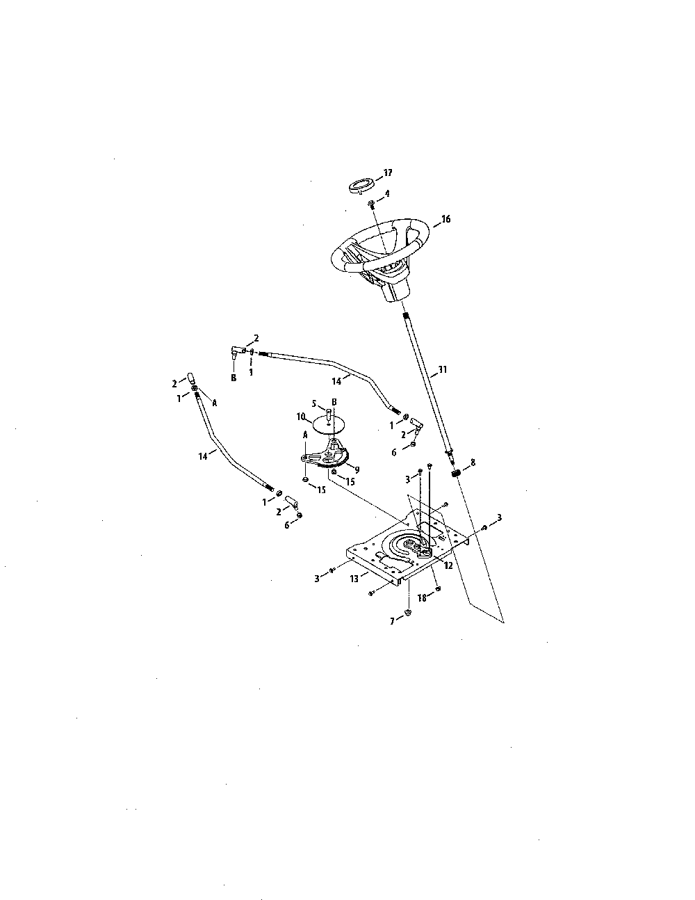 Steering wheel Diagram and Parts List for 14B7A3ZW299  MTD Lawn Tractor