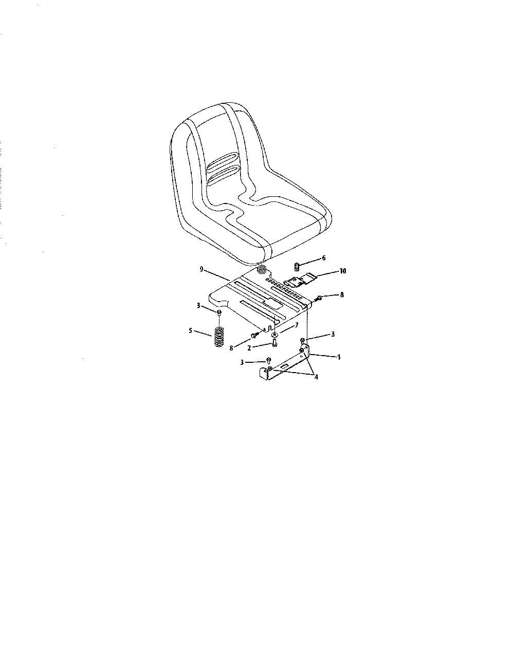 Seat adjustment Diagram and Parts List for 17AC2ACG055  MTD Lawn Mower