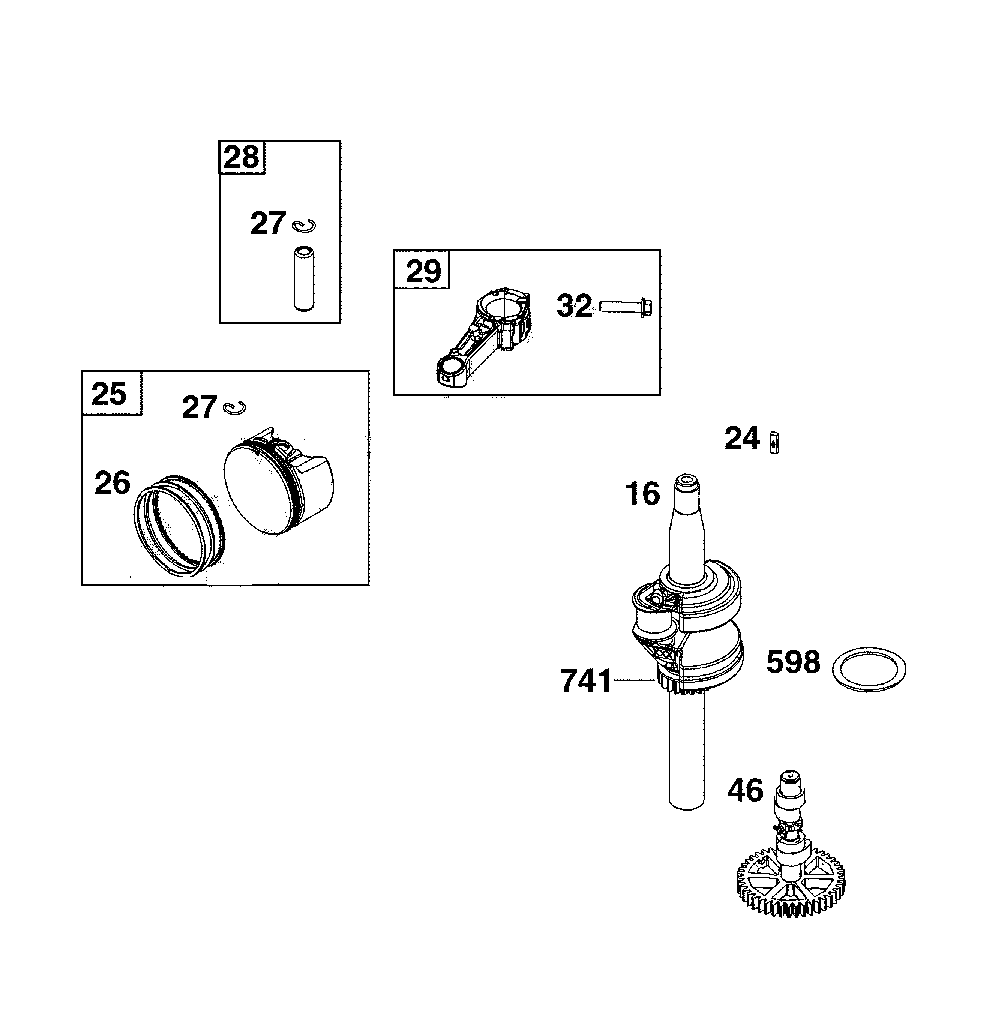Crankshaft Diagram and Parts List for 12AVB2R3791  MTD Lawn Mower