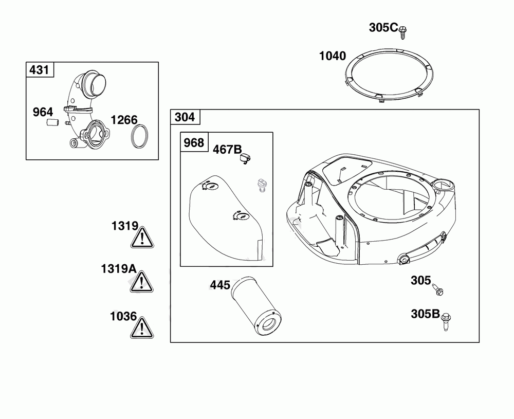 Blower housing & air cleaner Diagram and Parts List for 13AN77XS093  MTD Lawn Tractor