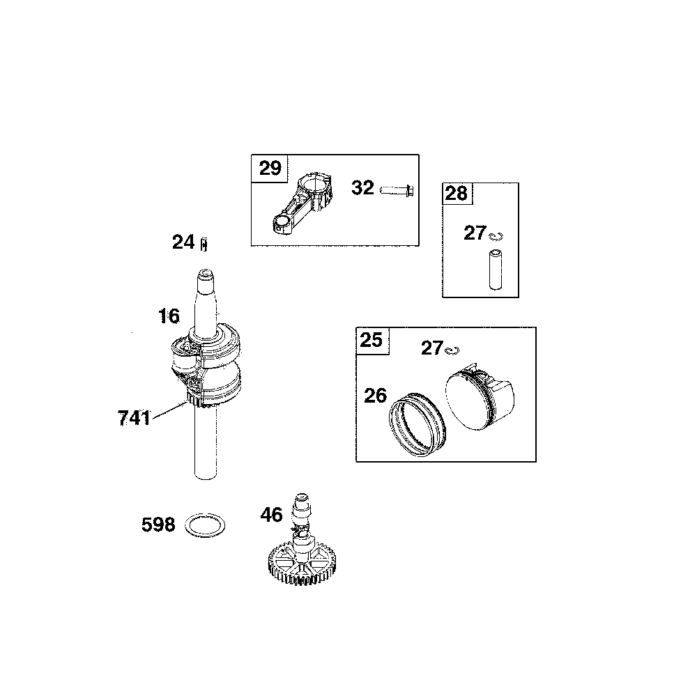 Crankshaft Diagram and Parts List for 11A-A2T2793  MTD Lawn Mower