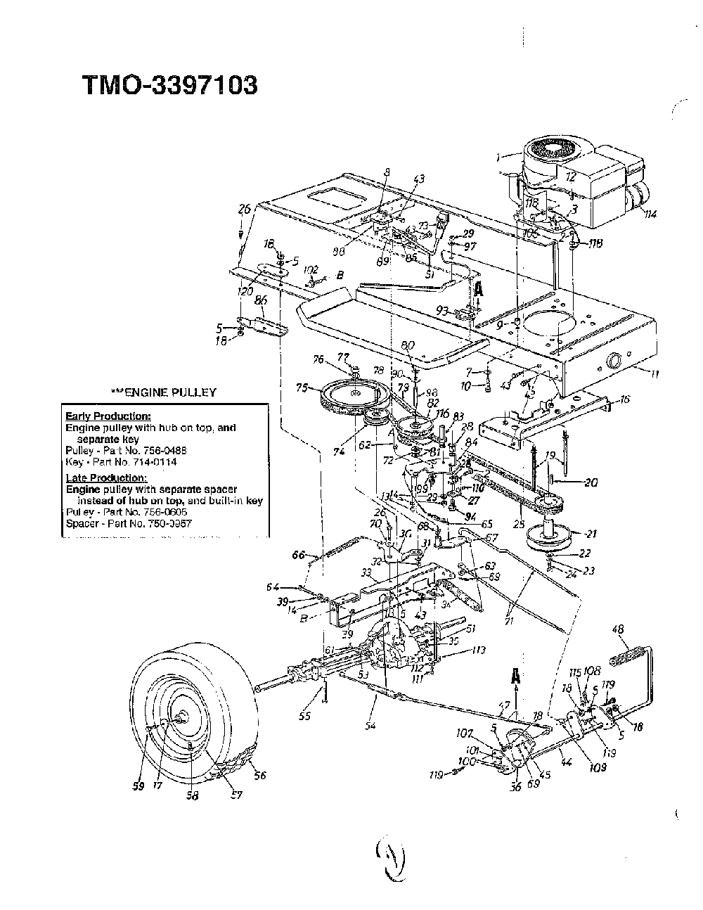 38" lawn tractor/wheel chart page 3 Diagram and Parts List for 3397103  MTD Lawn Tractor