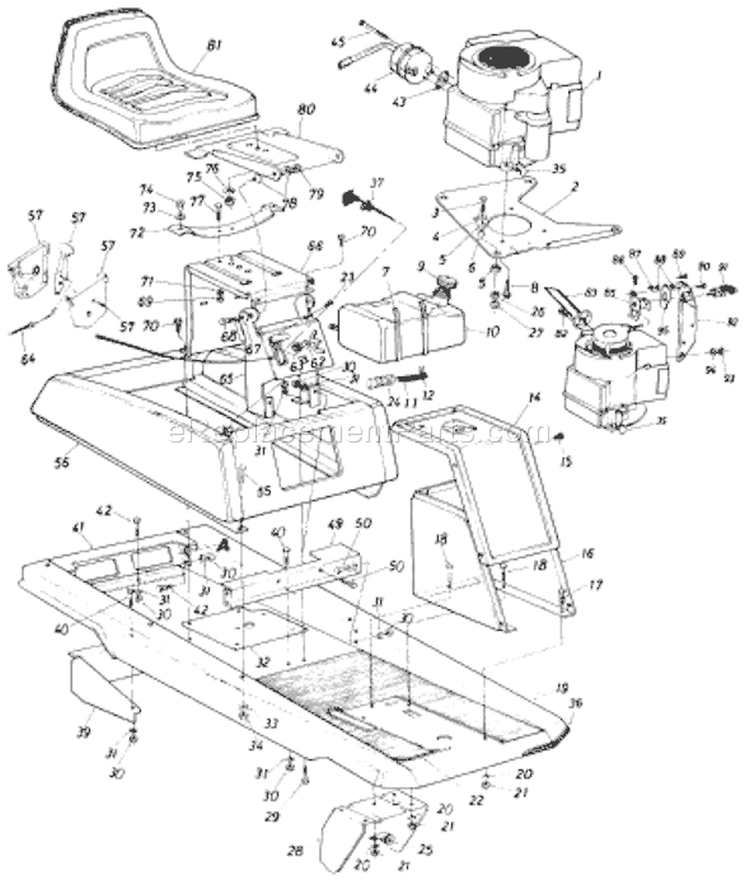 Page C Diagram and Parts List for 36-504-033 1986 MTD Lawn Tractor