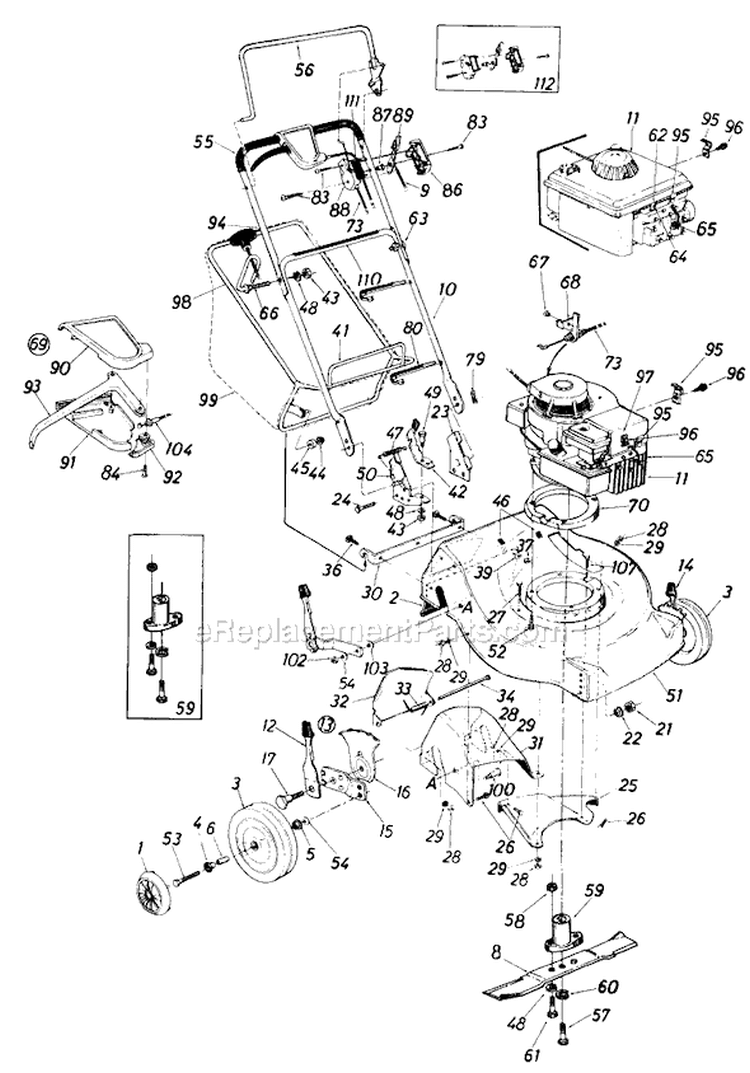 Page A Diagram and Parts List for 362-014 1987 MTD Lawn Mower