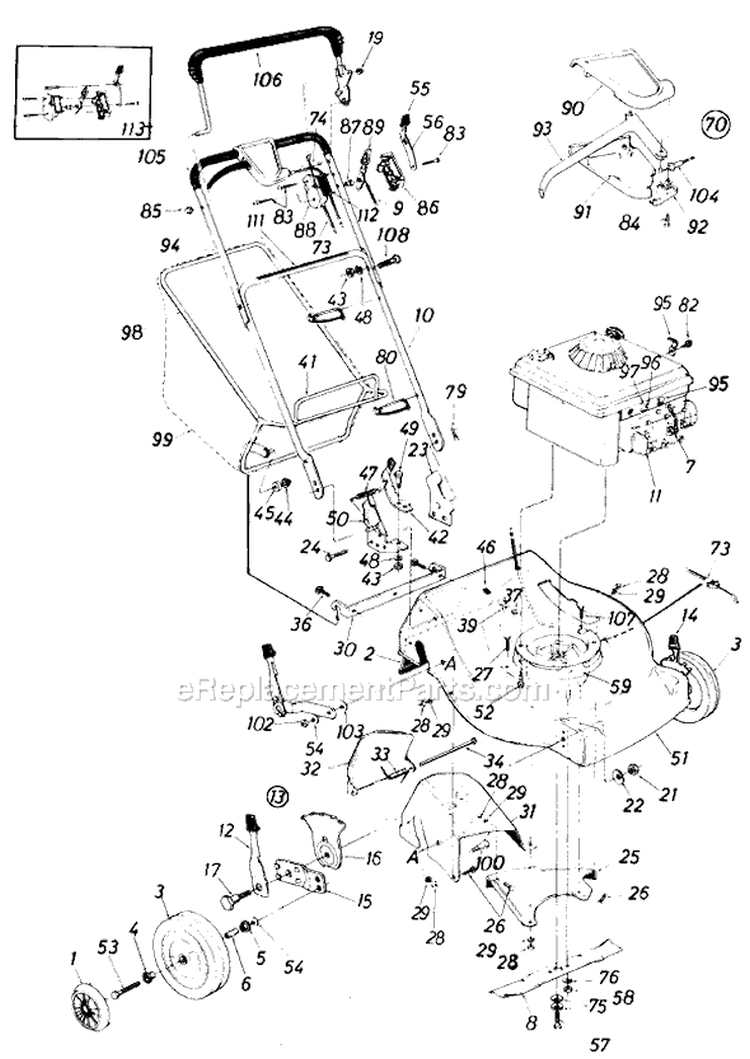 Page A Diagram and Parts List for 364-040 1987 MTD Lawn Mower