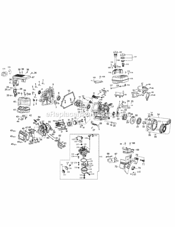 Engine_Assembly_365-Sua Diagram and Parts List for 365-SUA  MTD Engine