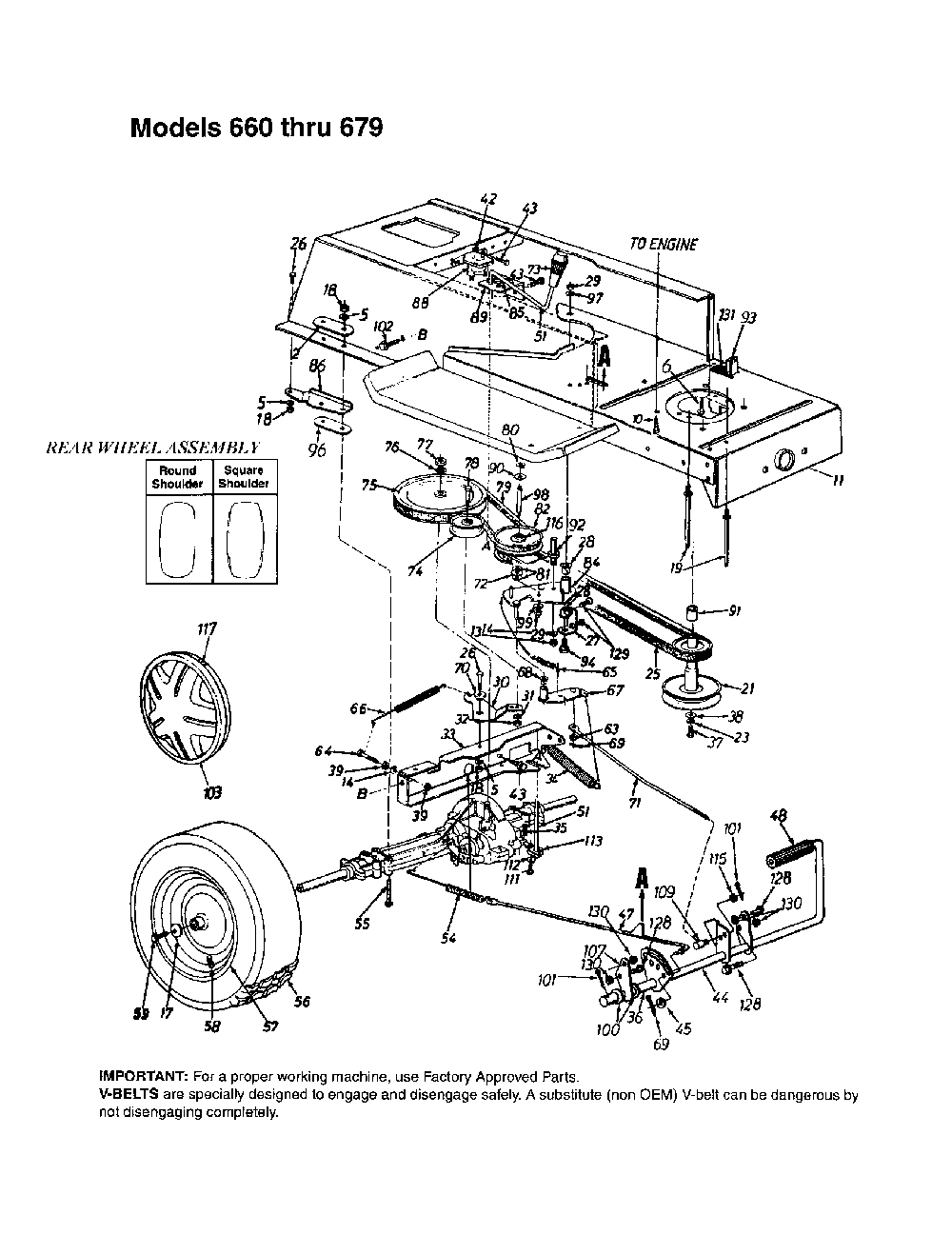 Frame/rear wheel Diagram and Parts List for 13AQ675G062  MTD Lawn Tractor