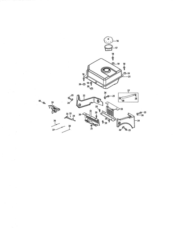 Fuel Tank Diagram and Parts List for 752Z483-SUA  MTD Engine