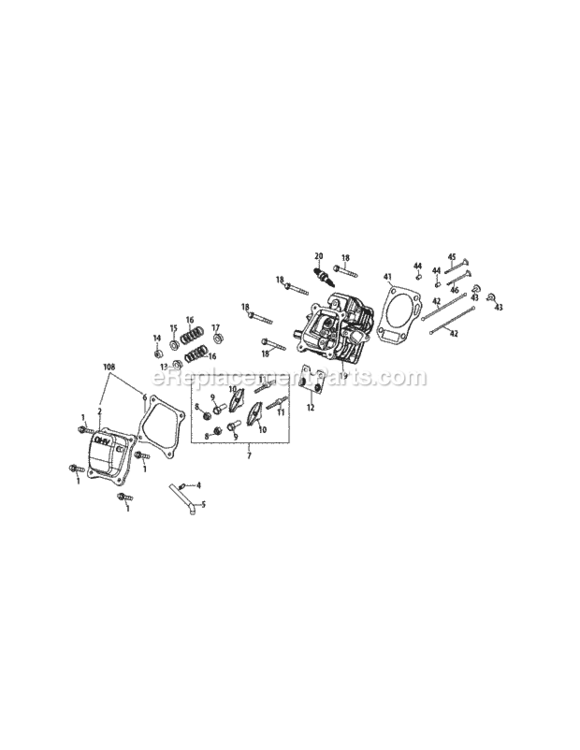 370-Ju-11_Cylinder_Head Diagram and Parts List for 370-JU-11  MTD Engine