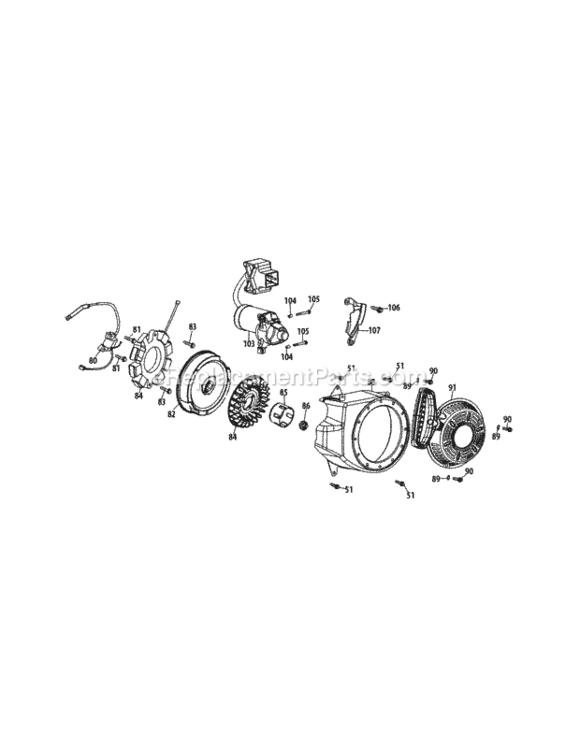 370-Ju-11_Starter_And_Blower_Housing Diagram and Parts List for 370-JU-11  MTD Engine