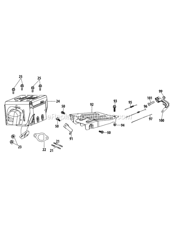 370-Jua_Muffler Diagram and Parts List for 370-JUA  MTD Engine
