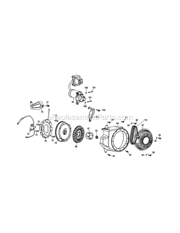370-Ju_Starter_Assembly_And_Blower_Housing Diagram and Parts List for 370-JU  MTD Engine