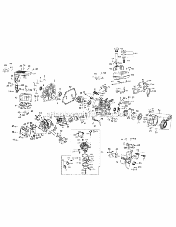 Engine_Assembly_370-Sua Diagram and Parts List for 370-SUA  MTD Engine