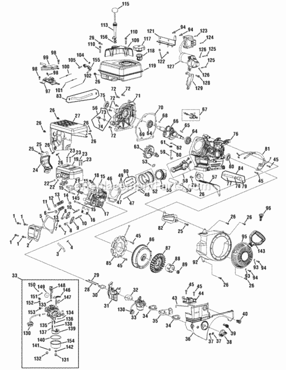 Engine_Assembly_370-Sub Diagram and Parts List for 370-SUB 2009 and Before MTD Engine