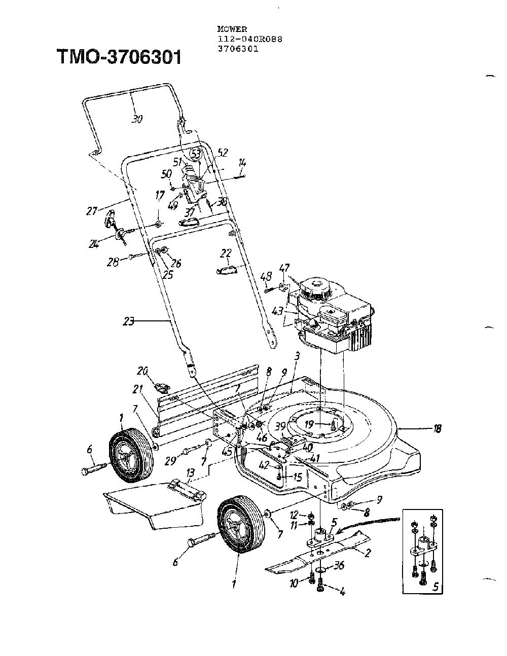 Mower Diagram and Parts List for 3706301  MTD Lawn Mower