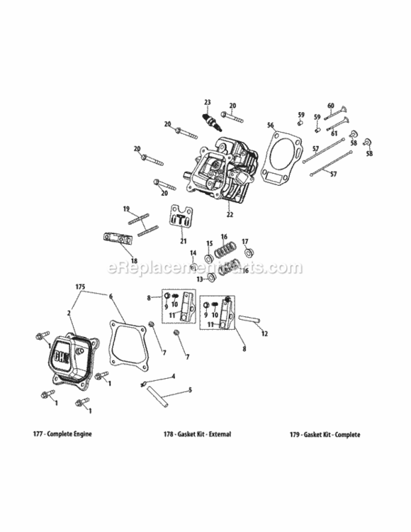 375-Su_Cylinder_Head Diagram and Parts List for 375-SU  MTD Engine
