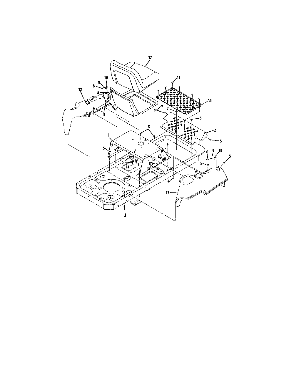 Operator's platform Diagram and Parts List for 17AC2ACG055  MTD Lawn Mower